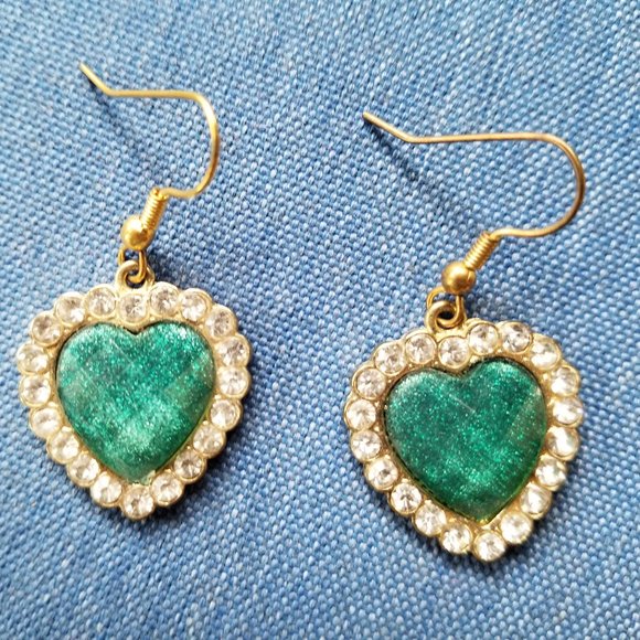 💚✨Betsey Johnson Green Hearts Double-Chain Necklace & Earrings - EPC✨💚 - Picture 11 of 16